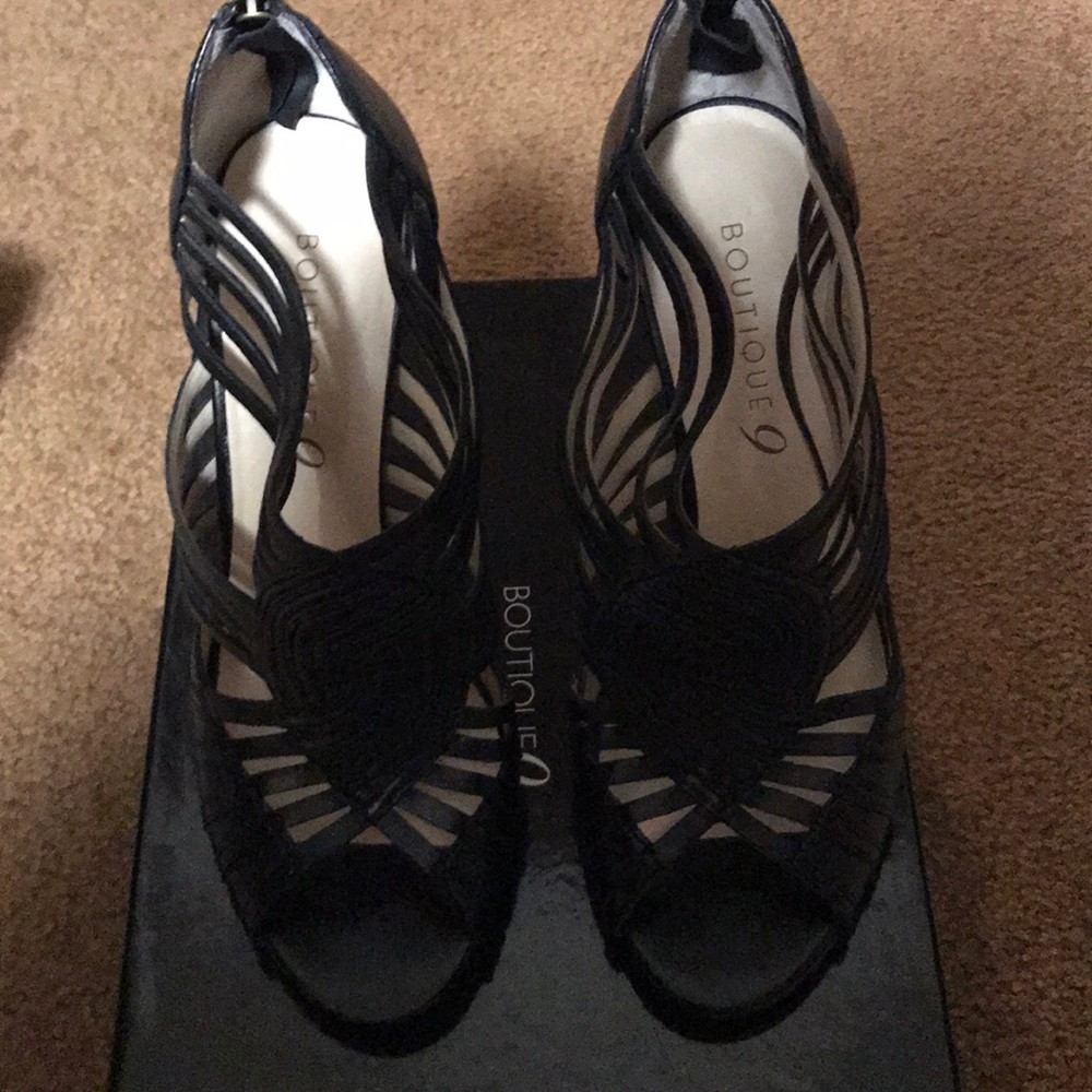 BNIB Boutique 9 Jayleen Black Caged Heel Sz 7.5